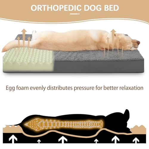 MIHIKK-Large-Dog-Bed-with-Removable-Washable-Cover-Orthopedic-Dog-Crate-Bed-Large-Breed-Waterproof-Pet-Bed-Big-Flat-Dog-Beds-Large-Sized-Dog-Mattress-Dark-Gray36-inch - Cucciolini Doodles   MIHIKK-Large-Dog-Bed-with-Removable-Washable-Cover-Orthopedic-Dog-Crate-Bed-Large-Breed-Waterproof-Pet-Bed-Big-Flat-Dog-Beds-Large-Sized-Dog-Mattress-Dark-Gray36-inch