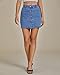 luvamia Jean Skirts for Women Denim High Waisted Trendy Stretchy Mini Button Front Short Pencil Skirt with Patch Pockets Medium Blue Size Large Fits US 12-14