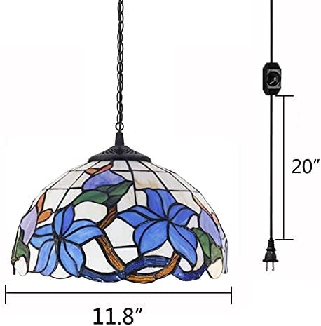 Miniatura 7 de Kiven Lámpara colgante con enchufe lámpara colgante Tiffany lámpara de techo con cable de enchufe e interruptor de atenuación de encendidoapagado