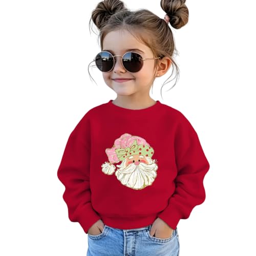 Toddler Girls Christmas Sweatshirts Bow Santa Shirt