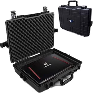 CASEMATIX Waterproof Laptop Hard Case for 15-17 inch Gaming Laptops and Accessories – Heavy Duty Hard Laptop Case Compatible with 15.6 and 17.3 inch Gaming Laptops and Gaming Laptop Accessories