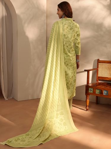 Image of Libas Printed Cotton Straight Kurta With Trouser and Dupatta