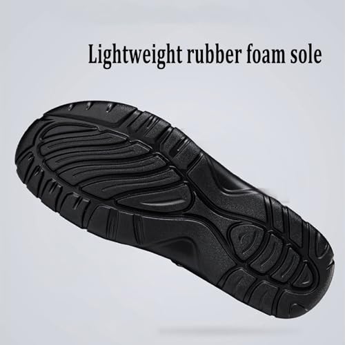 Men's Leather Flat Slides Sandals Round Open Toe Lightweight Non Slip Slip-On Sandals for Summer Beach Outdoor Vacation4