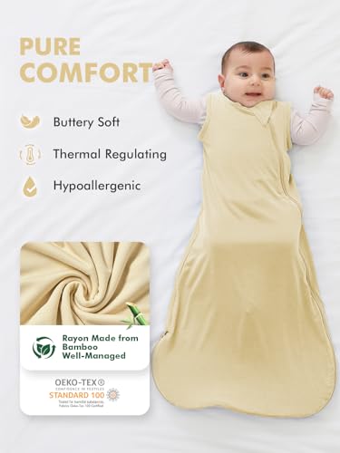 Image of HAPIU Unisex Rayon Made from Bamboo Baby Sleep Sack TOG 0.5, 2-Way Premium Zipper, Wearable Blanket