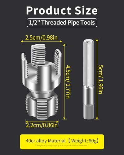 Image of Internal & External Pipe Threading Tool, PVC Pipe Threader, Pipe Threading Tool, 1 /2'' 3 /4'' Dies Electric Drill Compatible for Home Repair (2PCS) (1 /2(DN15))