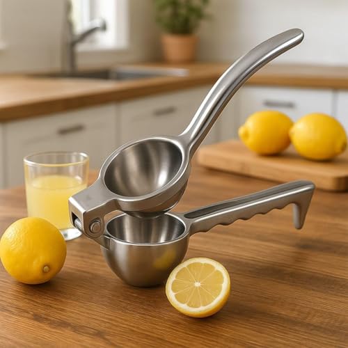 Image of Kitchen Expert - Aluminium Lemon Squeezer | Manual Lemon Crusher | Lemon Juice Extractor | Nimbu Presser | Comfortable Handle | Kitchen Tool | 1 Pc (Sliver)