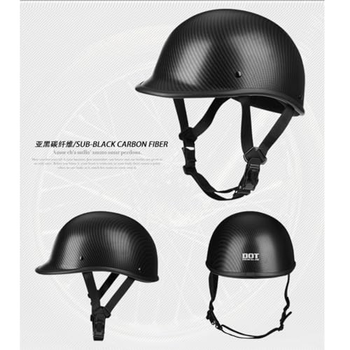 Half Cap Motocross Helmets Open Face Half Shell Motorcycle Helmet for Men Women DOT Approved Cycling Motocross Helmet with Goggles Facemask (Carbon, XX-Large) by SanQing - Image 3