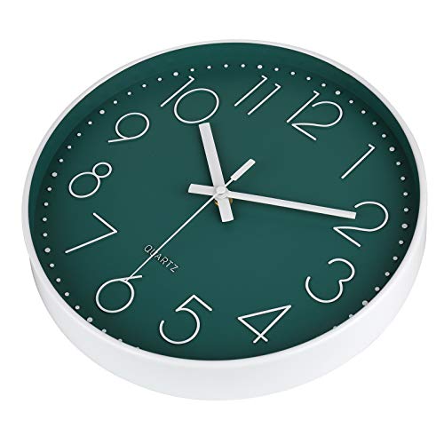Image of jomparis 12 Inch Silent Non-Ticking Battery Operated Round Wall Clock Easy to Read Peacock Color Wall Clocks