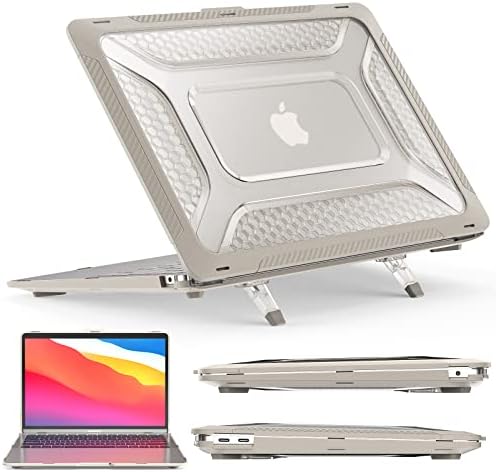 SEYMAC stock for MacBook Pro 14 Case 2022/2021 (Model A2442 M1 Pro / M1 Max) with Touch ID, Dual Layer Protective Hard Shell Case for MacBook Pro 14 Inch with Foldable Stand & Mouse Pad, Black