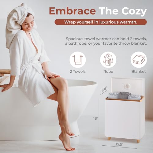 SereneLife Luxury Rectangle Towel Warmer - Spa & Bathroom Heater with Custom Fragrance, Auto Shut-Off, Fits 2 large Towels, Blankets, Bathrobes, PJ's - Perfect Gift for Him & Her (Rose Gold) - Image 3