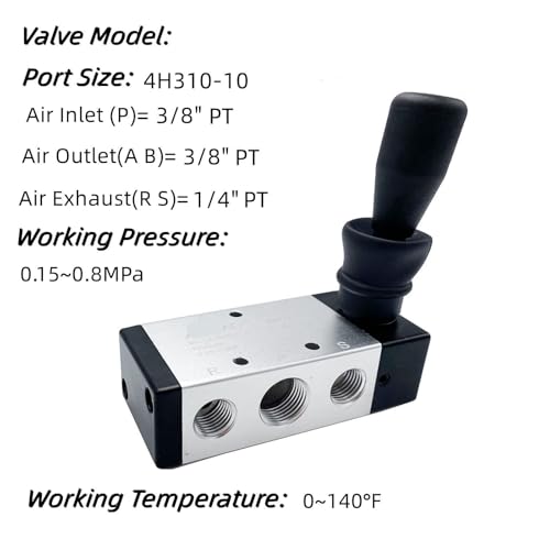 Électrovanne pneumatique 3/8" levier manuel 5 voies valve de commande air comprimé