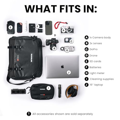 Image of NANUK N-PVD 15L Camera Messenger Bag for Photographers - Lightweight & Hightly Water Resistant - Hardshell Design Fits 1 Camera Body, 2 Lenses, Drone, Tripod, 16″ Laptop, & More