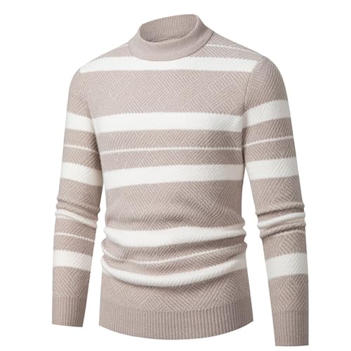 Men's Knitted Dress Sweater Casual Crewneck Slim Fit Pullover Knitwear Lightweight Sweaters Stripe Patchwork Sweaters