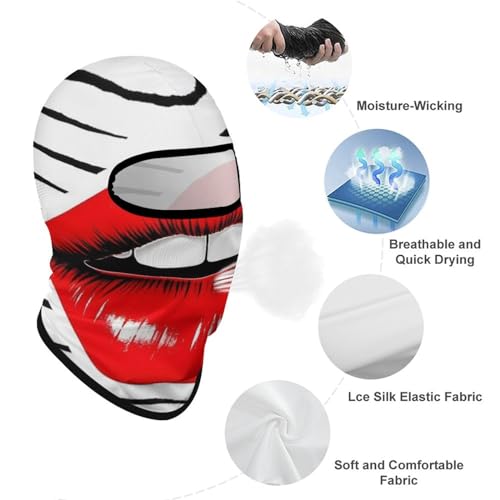 Balaclava para Hombres y Mujeres con Diseño de Labios Rojos, Máscara Facial Completa para Ciclismo, Esquí y Motociclismo miniatura 3