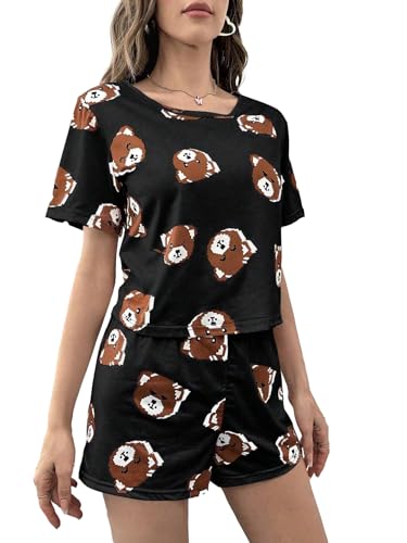 SMOWKLY Printed Cotton Blend Night Suit | Everyday Nightsuit | Night Dress | Shorts Set | Pyjama Set for Women