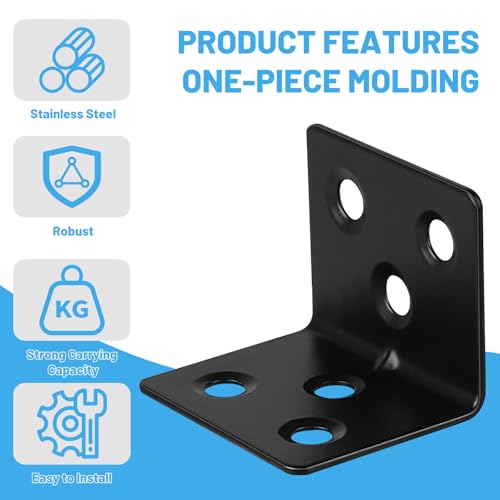 LALAGO Pack of 36 Stainless Steel Angle Connectors, 30 x 30 x 38 mm, Small Mounting Angle with 222 Pieces, Screws - Image 4