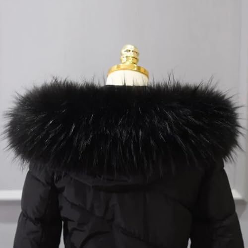 GORGECRAFT 81 * 12cm Faux Fur Collar Scarf Detachable Faux Fur Hood Trim Replacement Black Hood Trim Neck Warmer Shawl Artificial Furry Chenille Stick Trim for Winter Coat Jacket Parka Christmas4