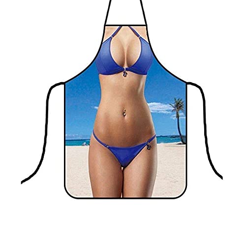 LINKLKBOY Grillschürze für männer lustig,Grillschürze,Couple geschenke kreative sexy Küchenschürze,Bikini Damen Schürzen Lustige Sexy Verstellbarem Kochschürzen für Männer Frauen Erwachsene(Bikini) Cover
