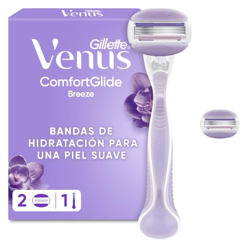 Gillette Venus ComfortGlide Breeze Máquinilla de Depilación Para Mujer + 2 Cuchillas de Recambio, 3 Venus Recambios Para Una Depilación Suave, Apurada Y Duradera (el embalaje puede variar)