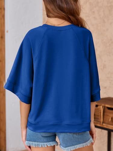 Image of Tankaneo Womens Oversized Half Sleeve T-Shirts Crew Neck Boxy Basic Tees Tops Summer Casual Loose Fit Tunic Shirts