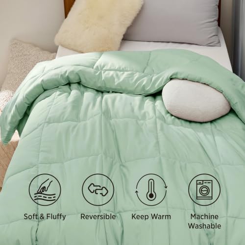 Image of Bedsure Comforter Duvet Insert - Quilted Comforters Twin Size, All Season Duvet, GentleSoft Down Alternative Bedding, with 8 Tabs, Gifts for Women /Men, Sage Green, Twin 88 x 68 Inches