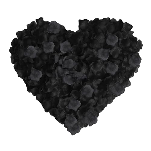 edooi Black Silk Rose Petals - Non-Woven Flower Petals for Weddings More Realistic Rose Decorations Suitable for Parties Dates Weddings Dessert Tables 1000 PCS