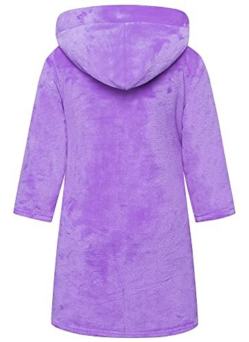 Shucheng, Kids Girl's Classic Solid Color Robe Soft Flannel Sleepwear Hooded Bathrobes, Lavender, 4 Years = Tag 110 #TOP1