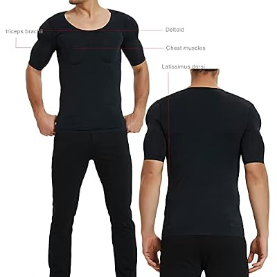 Underwear Men Fake Muscle T-Shirts Body Short Sleeve Casual Tees Padded Strong Chest Undershirt