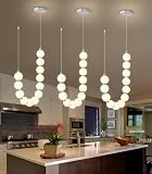 cenozo Modern Chandeliers LED Dimmable Light Acrylic Balls Ceiling Pendant Lighting for Living Room Dining Room Bedroom Adjustable Hanging Lights 25 Watts Silver Lamp