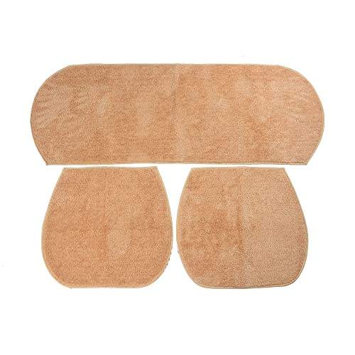 Image of Beige Solid Washable Polyester Car Seat Cover Non-Slip Mat for All Cars and Sofa Sets (3 Pieces Set)