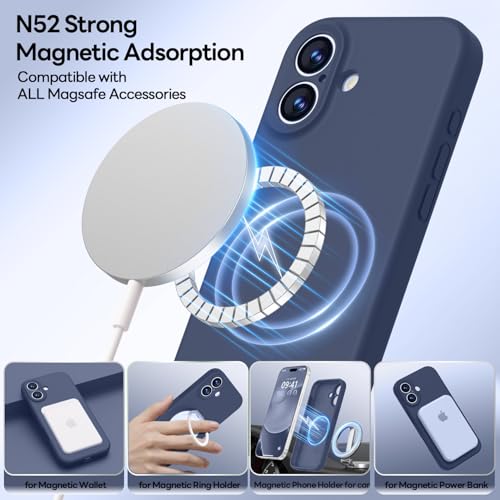 Image of LOVE 3000 Designed for iPhone 17 Case, Premium Silicone [Compatible with Magsafe][Soft Anti-Scratch Microfiber Lining] Shockproof Protective Phone Case for Men Women 6.3 inch, Navy Blue