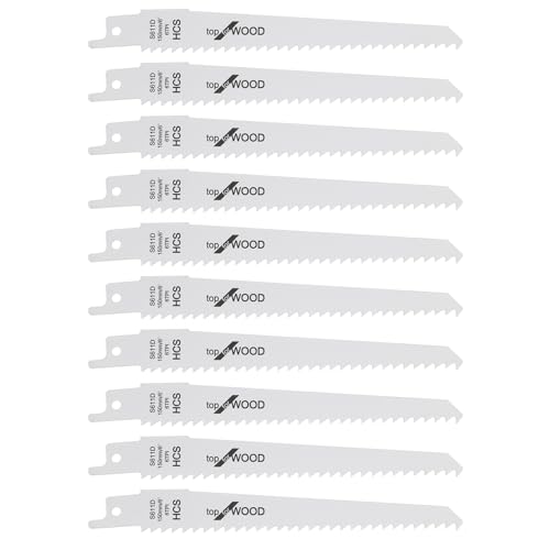 ECSiNG 10Pcs Lame Per Sega S611D Lama Per Sega A Sciabola Con Codolo 1/2 6TPI HCS Lame Per Sega Alternativa Per Taglio Legno Compatibile Con Bosch Compatibile Con Dewalt Compatibile Con Makita