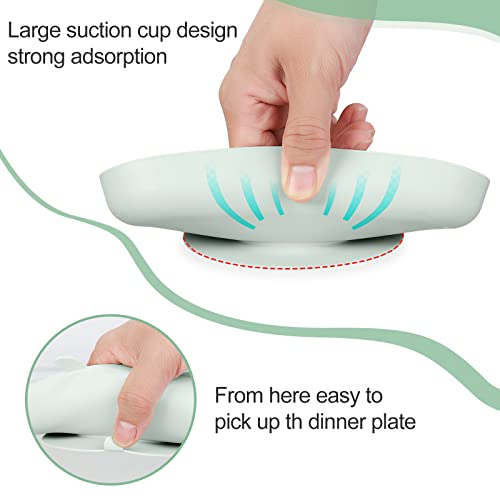 Craneden Silicone Toddler Dinnerware Set - Suction Plate, Bowl, Cup With Lid And Straw, Spoon Complete Set, Dishwasher And Microwave Safe Kids Utensils (Green) #TOP2