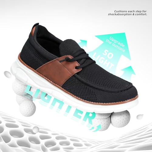 Image of Mens Casual Slip in Boat Shoes Fashion Lightweight Slip On Loafers Walking Beach Sneakers Work Mesh Oxfords Soft Sole