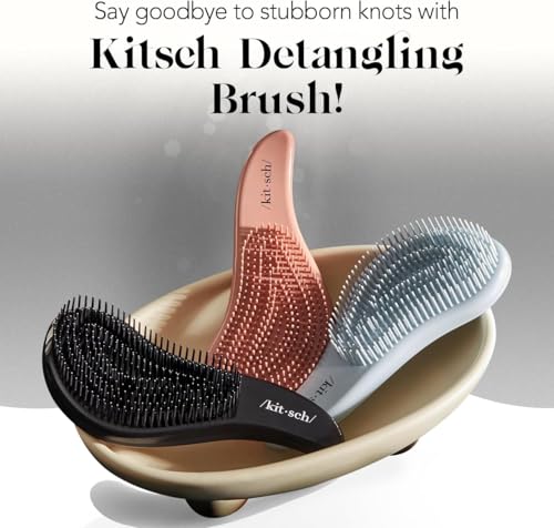 Kitsch Detangler Brush - Zachte krullende haarborstel met flexibele haren voor alle haartypes, nat of droog, ontwarrende haarborstels voor dames en heren, volwassenen en kinderen, terracotta