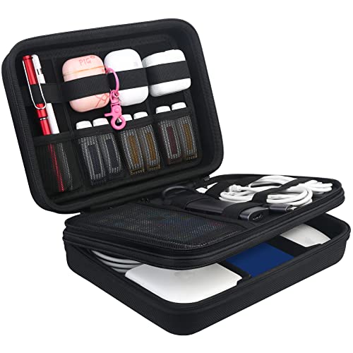 Canboc Elektronik-Organizer, doppelschichtige Reise-Kabel-Aufbewahrungstasche, elektronisches Zubehör für Kabel, Kabel, Ladegeräte, Handy, SD-Karte, Festplatte, schwarz, Elektronik-Organizer Cover