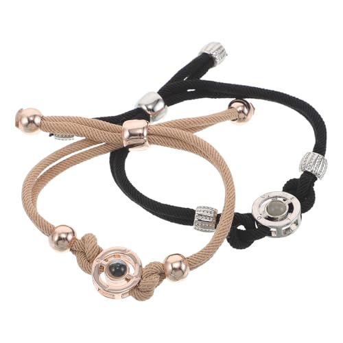 BESPORTBLE 2pcs Couples Bracelets Adjustable Matching Projection Bracelets For Couples Long Distance Relationship Gifts For Girlfriend Boyfriend
