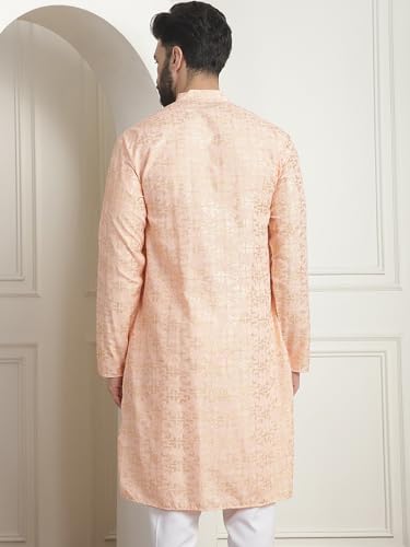 Image of SOJANYA (Since 1958 Men's Cotton Embroidered Printed Only Long Kurta