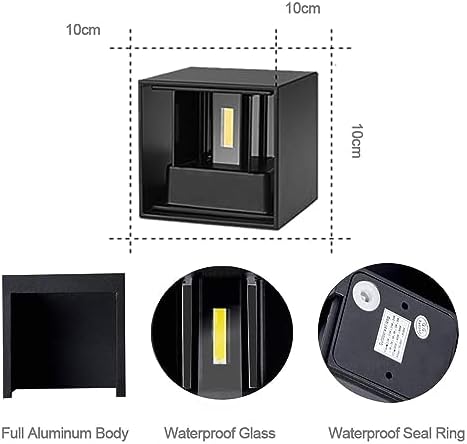 Aussenleuchten Hauswand 2 Stück Einstellbarer Lichtstrahl, Wasserdicht IP65, 12W 3000K Warmweißes Licht für Wohnzimmer, 