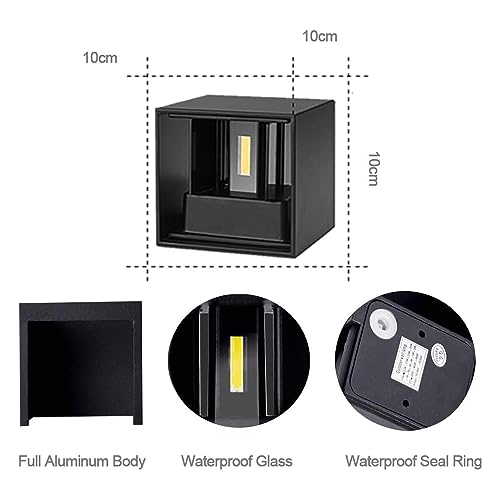 ZHMA Wall Lights 3000K Warm White Light Modern LED Outside Lights 2pack,12W Metal Cover IP65 Waterproof Adjustable Beam Aluminum Black Outdoor Lights for Side Door,Living Room,Bedroom,Garage - Image 2