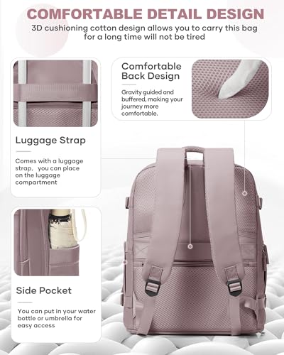 Image of coowoz Travel Backpack Carry On for Women Man Gym Backpacks with Laptop Compartment Mochila de Viaje Teacher Personal Item Backpack Rucksack Airplane Accessories Must Haves Pink Purple Small