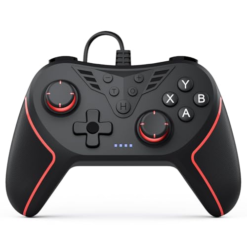 Wired Controller for PC with 2 Mapping Button Adjustable Vibration and 3 Turbo Speeds Compatible for Win(11/10/8/7) Plug-and-Play Black
