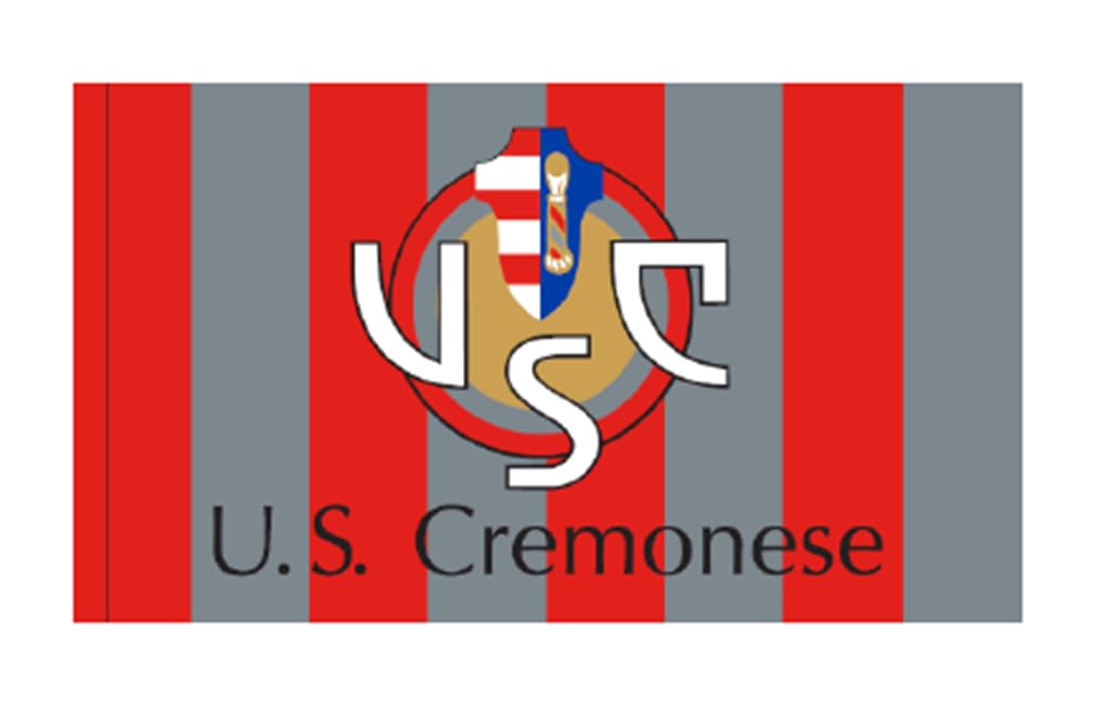 Bandiera Cremonese Ufficiale Grande misura cm 100 x 140 in Poliestere per Tifoso Grigiorosso Cremo Calcio BGCR100X140