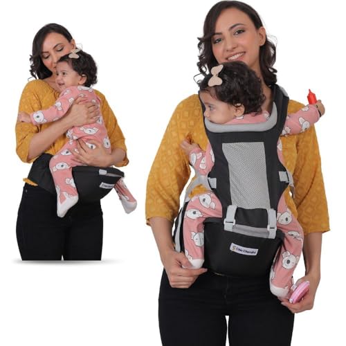 Image of Baby Carrier with Hip Seat, Ergonomic 4 in 1 Carrier Positions, Newborn to Toddler Adjustable Baby Carrier for 4-36 Months, Comfortable Padded Straps, Supports Up to 15 kg (Black)