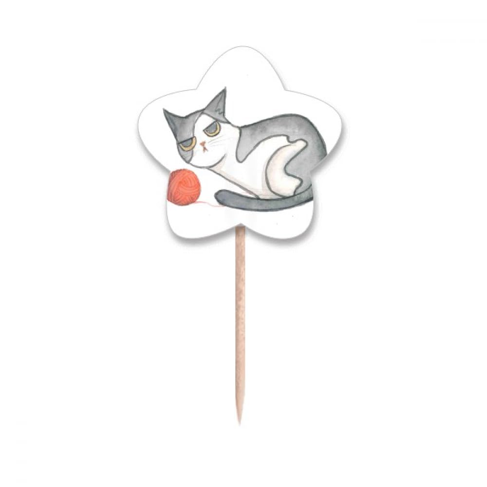 Chat Marionnette Aquarelle Miaoji Drapeaux Étoile pour Décoration Buffet Anniversaire