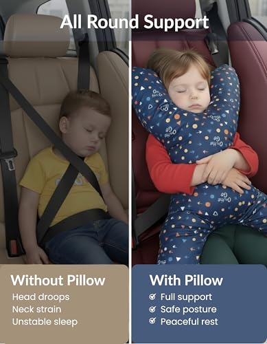 Image of X Shape Travel Pillow - Neck & Head Support Cushion for Airplane, Car, Train & Office - Comfortable Travel Neck Pillow for Sleeping - Compact Portable Neck Pillow for Adults & Kids