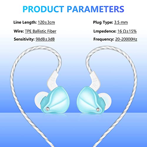 3.5Mm Hifi Audio Earphone Deep Bass Stereo Sound Wired Earbuds Noise Isolation Headphones In-Ear Headset With Mic Volume Control Music Sports Earphones For Iphone Samsung Glass Blue #TOP7