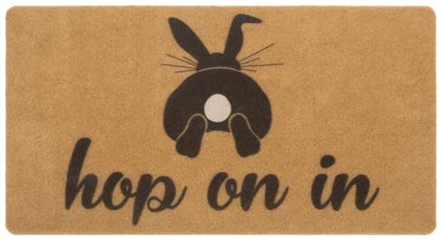 Vikodah Welcome Easter Doormat Outdoor-Entrance - Hop-On-in Non-Slip Coir Front Door Mat for Home Entrance Patio Garden