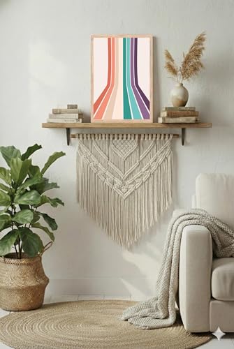 Image of BLINKART Rainbow Arch Aesthetic Modern Art Walls With Frame | Natural Wood Texture | Living Room Bedroom Office Wall Decoration | Poster Home Decor Frames Wall Bedroom | 12x8 Inches (D72)
