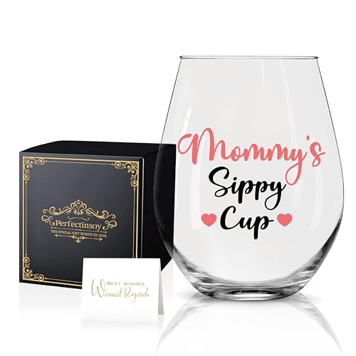 Perfectinsoy Mommy's Sippy Cup - Funny Wine Glass 15oz,
